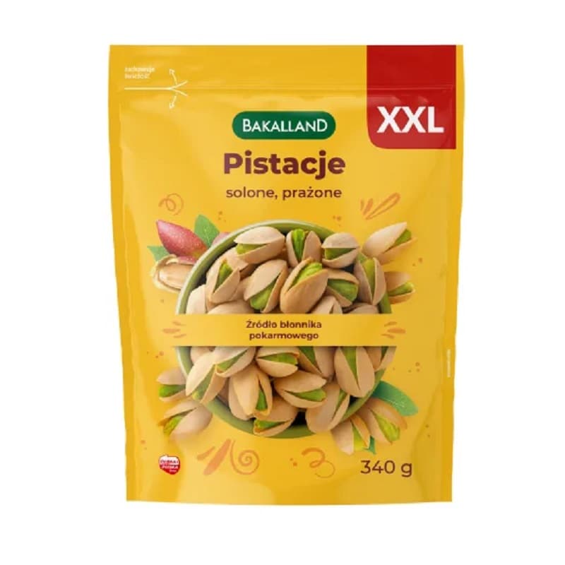 BAKALLAND Pistacje solone prazone. 99,97 zl/kg
