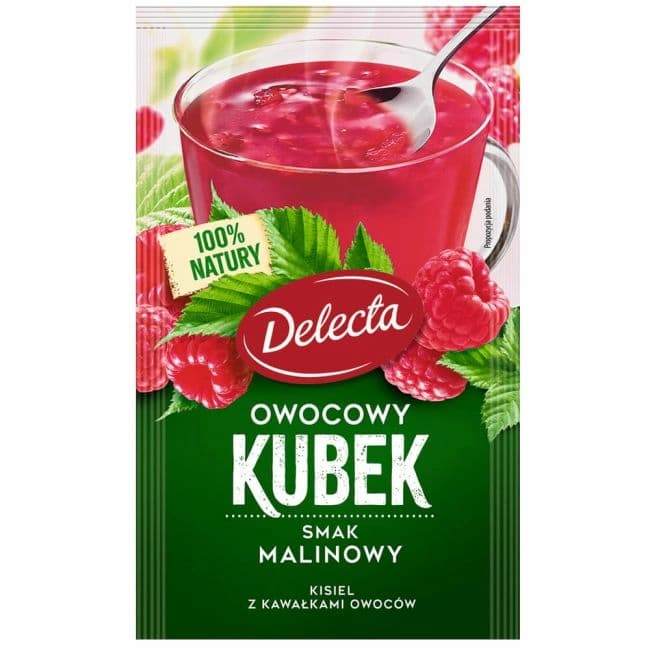 DELECTA OWOCOWY KUBEK Kisiel o smaku malinowym. 48,33 zl/kg