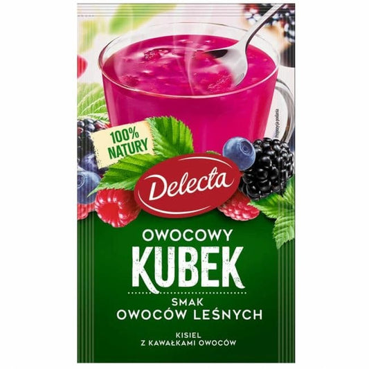 DELECTA OWOCOWY KUBEK Kisiel o smaku owocow lesnych. 53,00 zl/kg