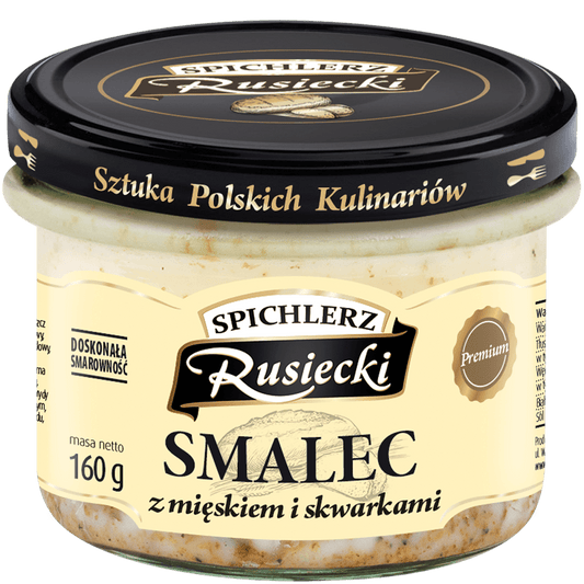 SPICHLERZ RUSIECKI Smalec z mieskiem i skwarkami. 39,94 zl/kg