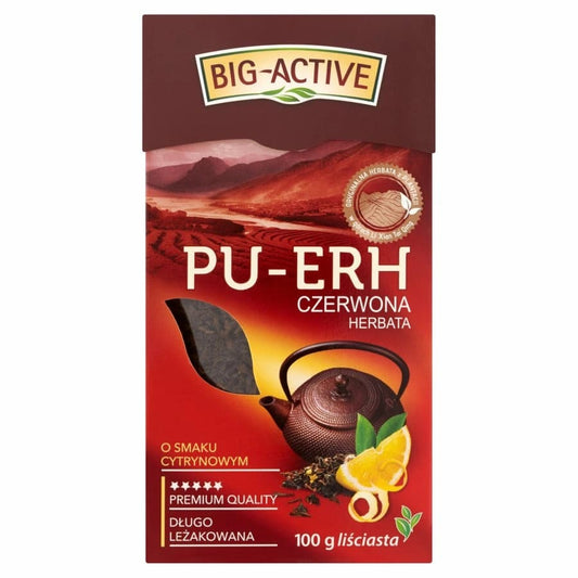 BIG-ACTIVE PU-ERH Herbata czerwona lisciasta o smaku cytrynowym. 86,90 zl/kg