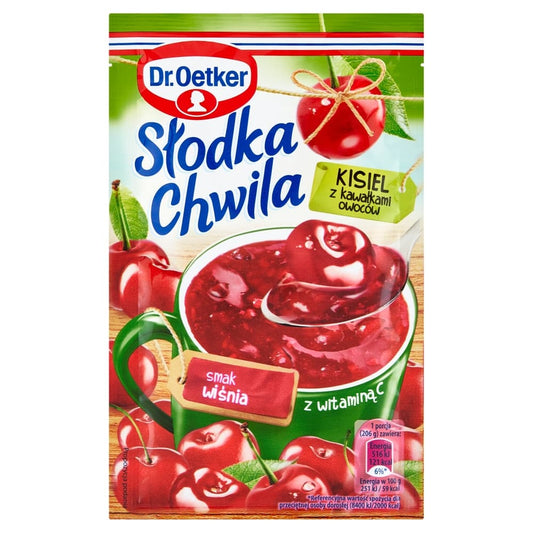 DR. OETKER SLODKA CHWILA Kisiel wisniowy z kawalkami owocow. 62,19 zl/kg