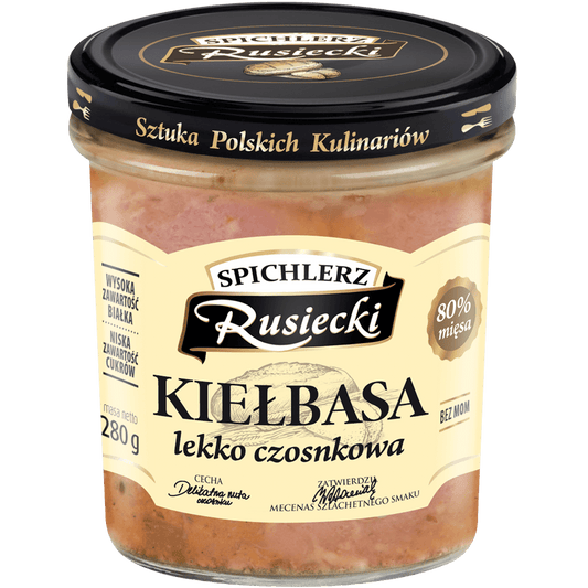 SPICHLERZ RUSIECKI Kielbasa lekko czosnkowa. 34,25 zl/kg